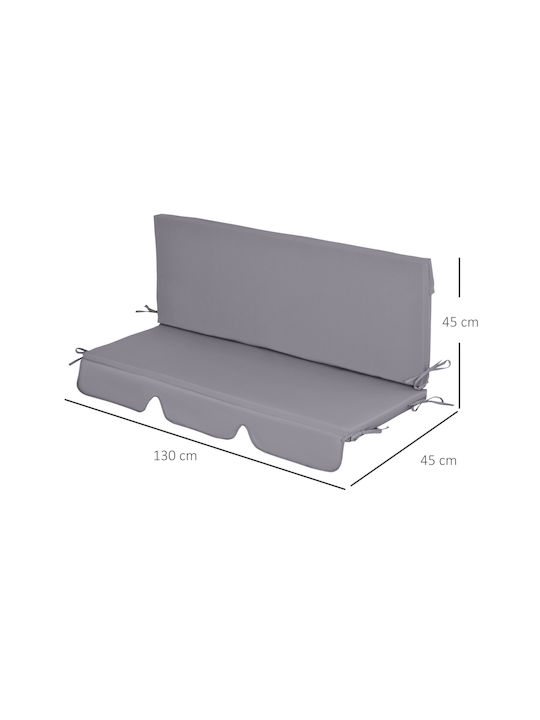 Outsunny Μαξιλάρι Καναπέ Κήπου με Πλάτη Γκρι 2τμχ 130x45εκ.
