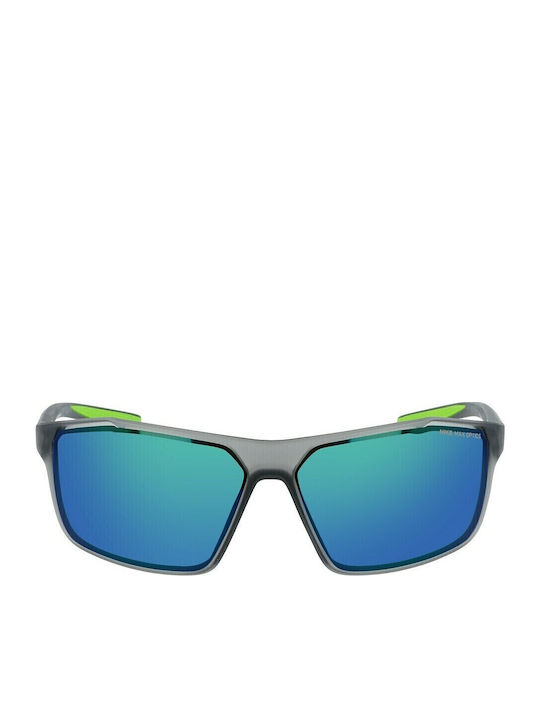 Nike Men's Sunglasses with Gray Plastic Frame and Turquoise Mirror Lens CW4672-022