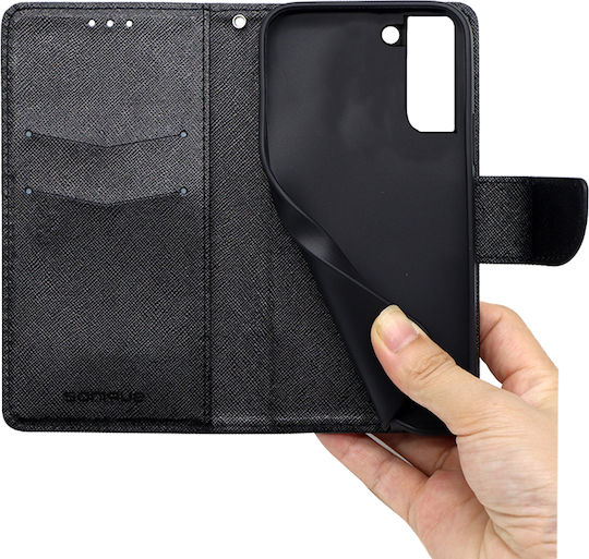 Sonique Trend Книга Изкуствена кожа / Силикон Черен (Galaxy S22 5G)