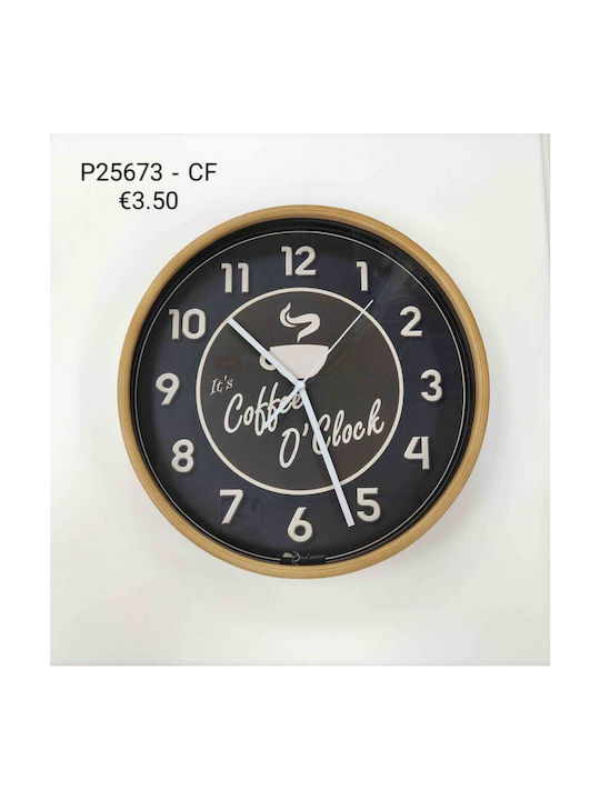 25673-CF Wall Clock Plastic Black Ø35cm