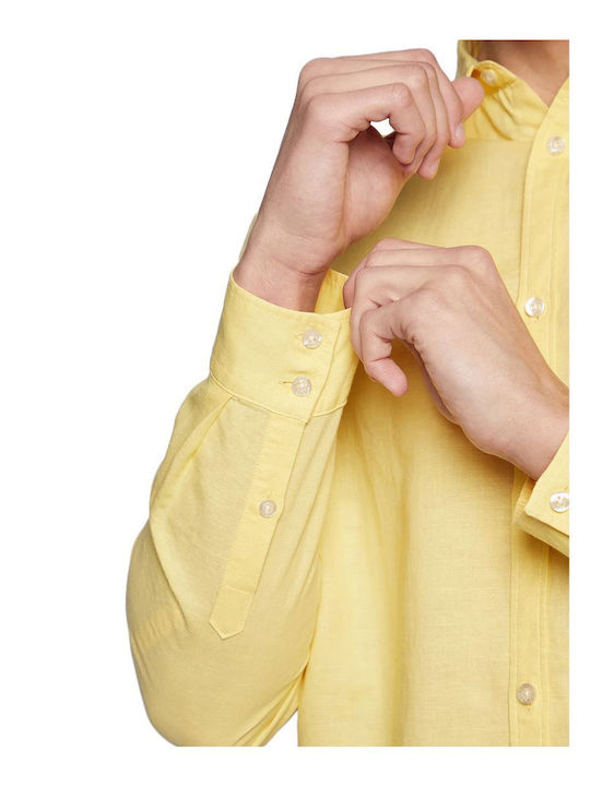 F3GH00WO07S Long-sleeved Linen Shirt Yellow