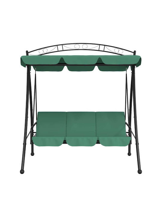 Garten & Veranda Schaukel mit Basis und Kissen 3 Sitze Metallisch Grün L198xB123xH203cm