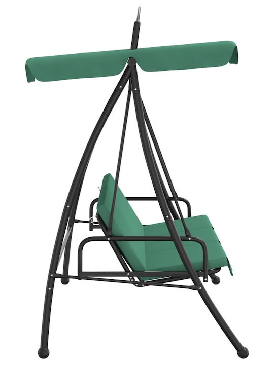 Garten & Veranda Schaukel mit Basis und Kissen 3 Sitze Metallisch Grün L198xB123xH203cm