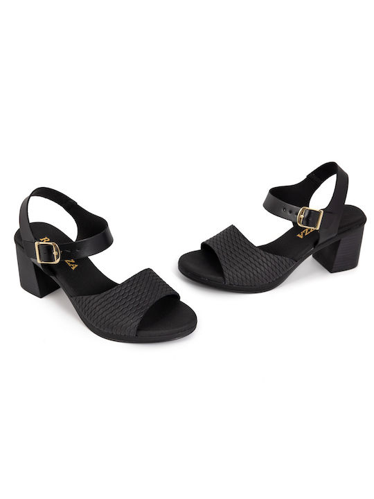 Ragazza Platform Leather Women's Sandals with Ankle Strap Black