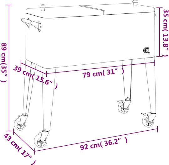 Vidaxl Tragbarer Kühlschrank Mit Rädern Rotes 92 X 43 X 89 Cm