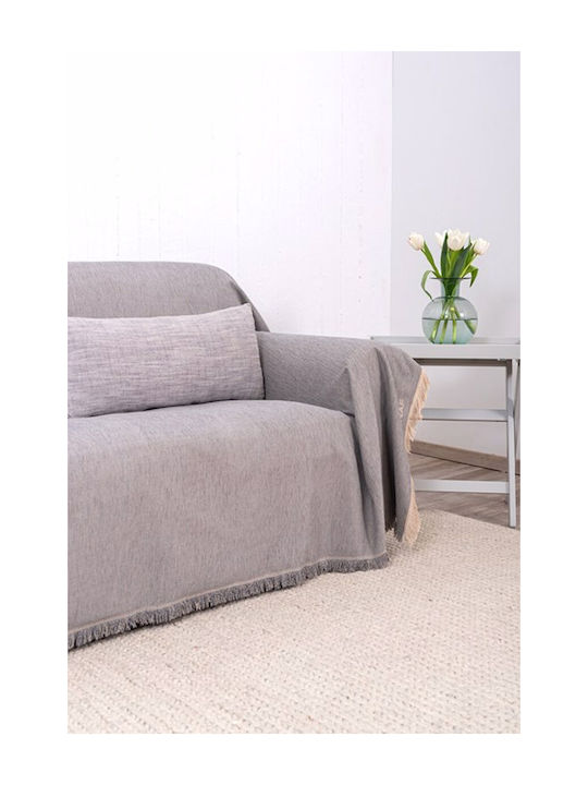 Naf Naf Throws & Couch Blankets Four-Seater Sofa Throw Chenille 180x350cm Gray