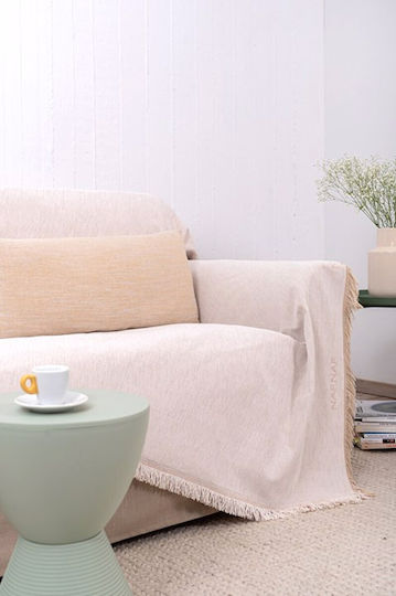Naf Naf 358-90 Four-Seater Sofa Throw Chenille 180x350cm Ecru