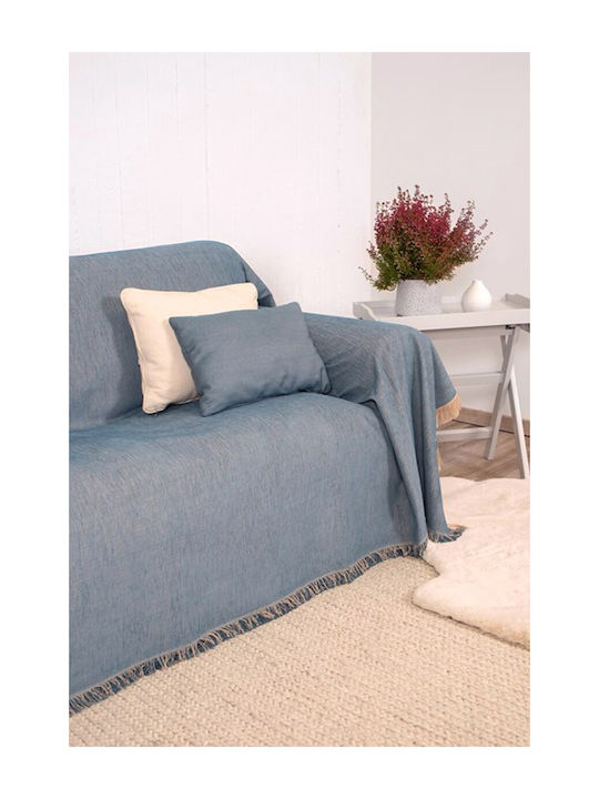 Naf Naf 358-154 Four-Seater Sofa Throw Chenille 180x350cm Denim