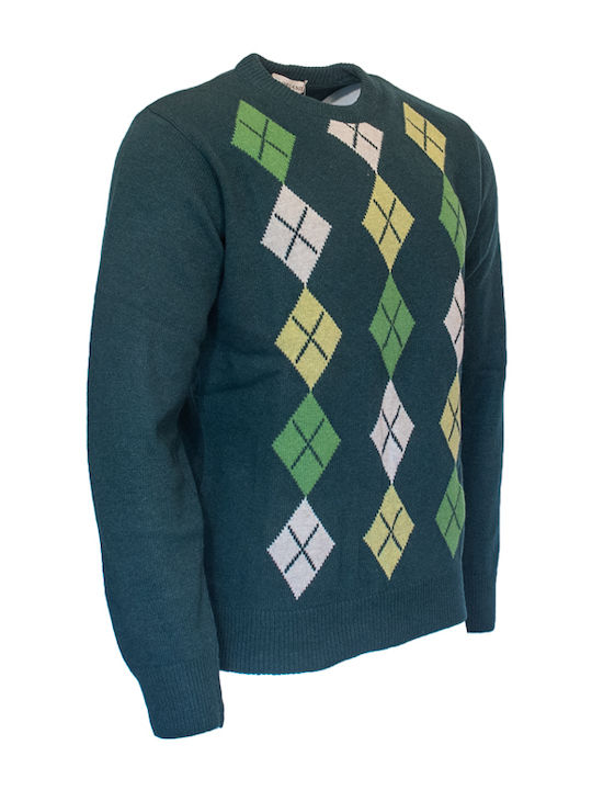 Men's Sweater Green with Rombus