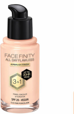 Max Factor Facefinity All Day Flawless Spf20 Liquid Make Up SPF20 C10 Fair Porcelain 30ml