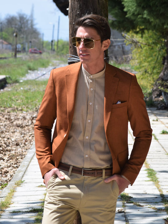 Men's jacket in semi-blue line, Greek company, cinnamon color (code J059)