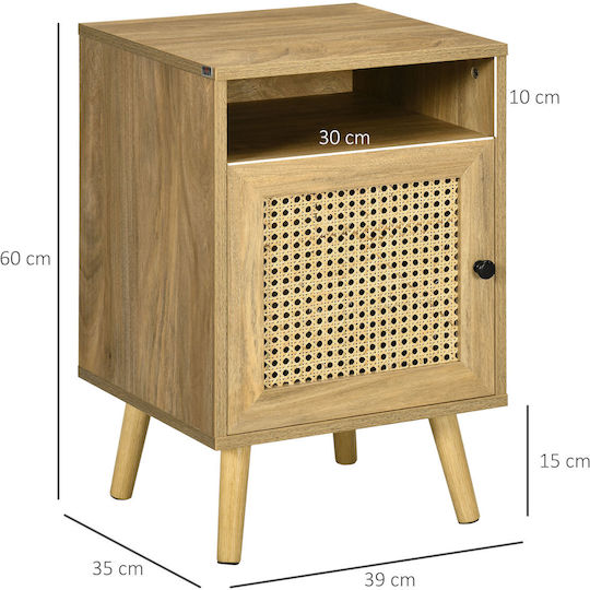 Wooden Beige Bedside Tables 2 Pieces 39x35x60cm