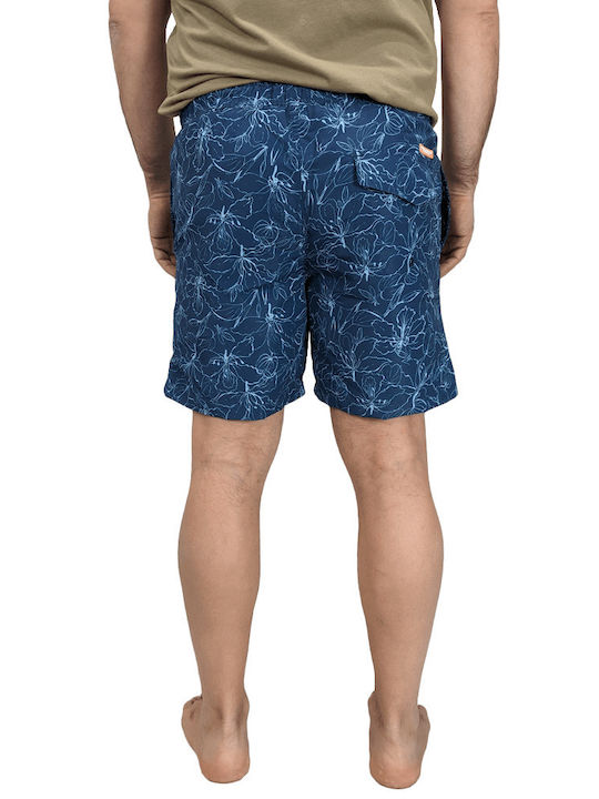 Double Men's Swimwear Shorts Blue with Patterns