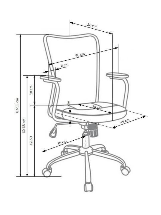 Desk Chair Andy with Armrests Pink 56x41x95cm