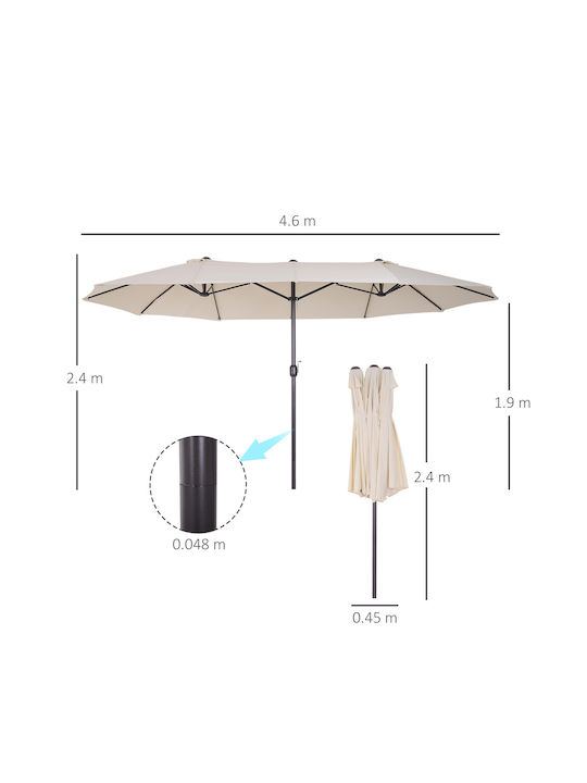 Ομπρέλα Στρογγυλή Μεταλλική Double Canopy Μπεζ Φ4.6xΥ2.4m