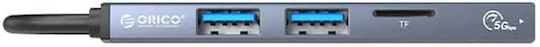 Orico AH-A12F Hub 3 Θυρών USB 3.0 με σύνδεση USB-A Γκρι