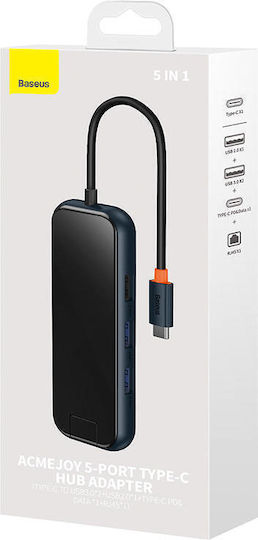 Baseus AcmeJoy Hub USB 4 Porturi USB 3.0 cu Conectare USB-C Ethernet