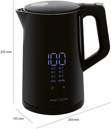 Profi Cook Βραστήρας 1.7lt 2200W Μαύρος