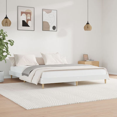 Bed Base Queen Size made of Wood White 160x200cm.