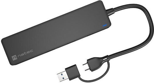 Natec Mayfly Hub 4 Porturi USB 3.0 cu Conectare USB-A / USB-C
