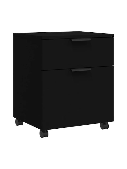 Αρχείων Office Storage Chipboard Cabinet with Wheels Black L45xW38xH54cm