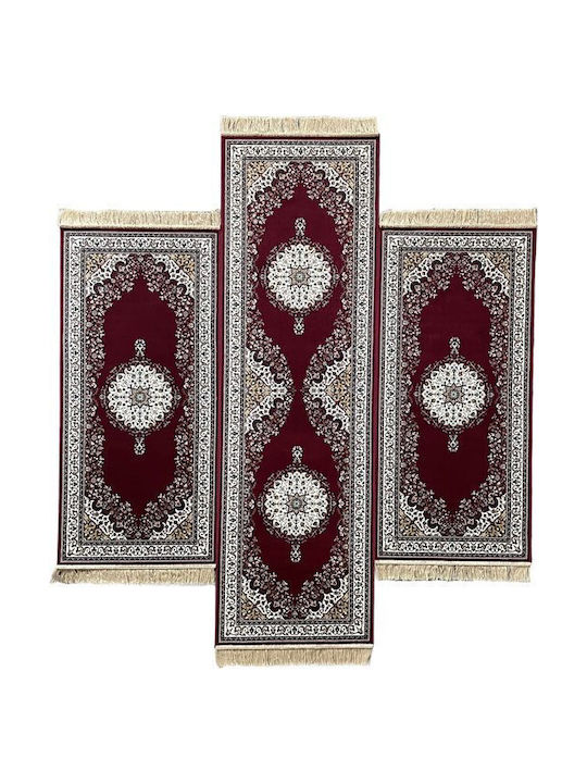 Ragolle 14053-1060 Set Modern Schlafzimmer-Teppichsets Synthetisch,Polyester/Cotton/Leather Der Königliche Palast Burgundisch 14053-1060 3Stück