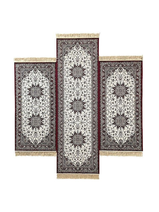 Ragolle 14708-6010 Modern Bedroom Rugs Set Royal Palace Burgundy 3pcs
