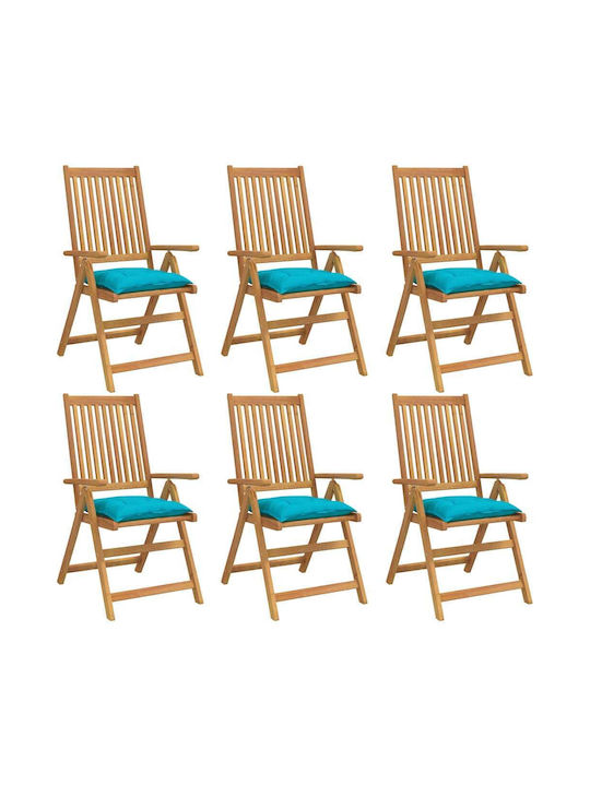 vidaXL Waterproof Garden Chair Cushion Turquoise 6 Pieces 50x50cm