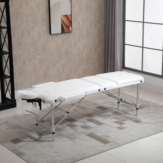 HomCom Pat Masaj și Fizioterapie Portabil Alb din Aluminiu 210x84cm