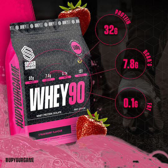 Soccer Supplement Whey 90 Πρωτεΐνη Ορού Γάλακτος Χωρίς Γλουτένη με Γεύση Φράουλα 1kg