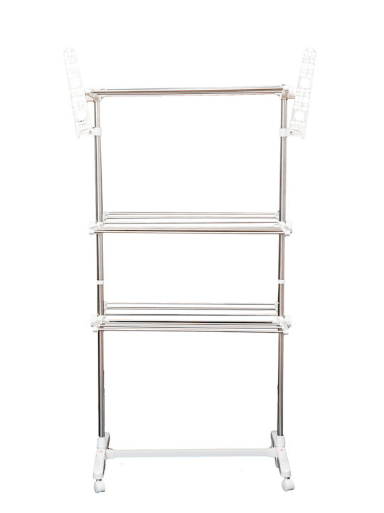 HomCom Premium Stainless Steel Folding Floor Clothes Drying Rack 142x55cm