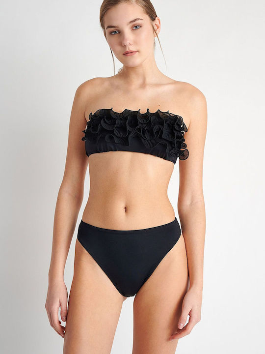 SugarFree Padded Strapless Bikini with Ruffles Black