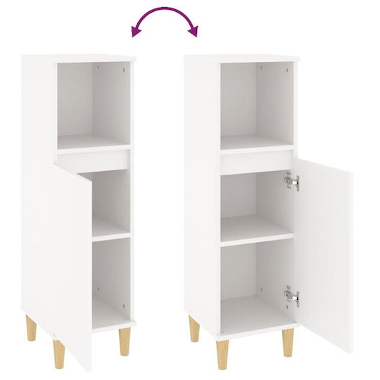 vidaXL Floor Bathroom Column Cabinet L30xD30xH100cm White
