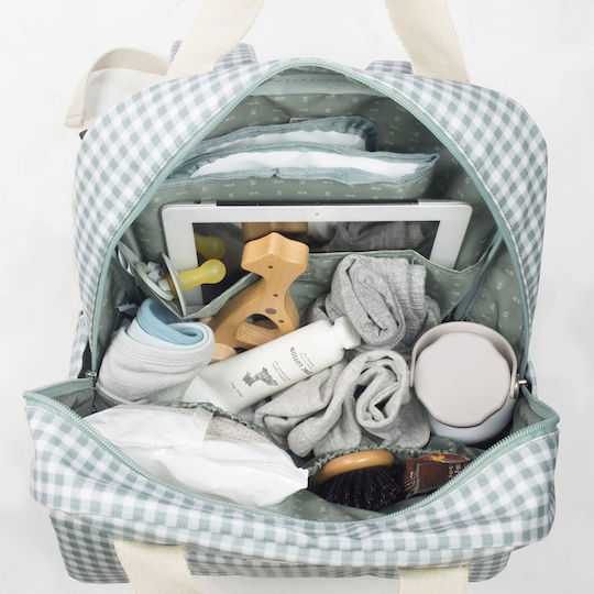 Walking Mum Diaper Bag I Love Vichy Green 28x12x37cm.
