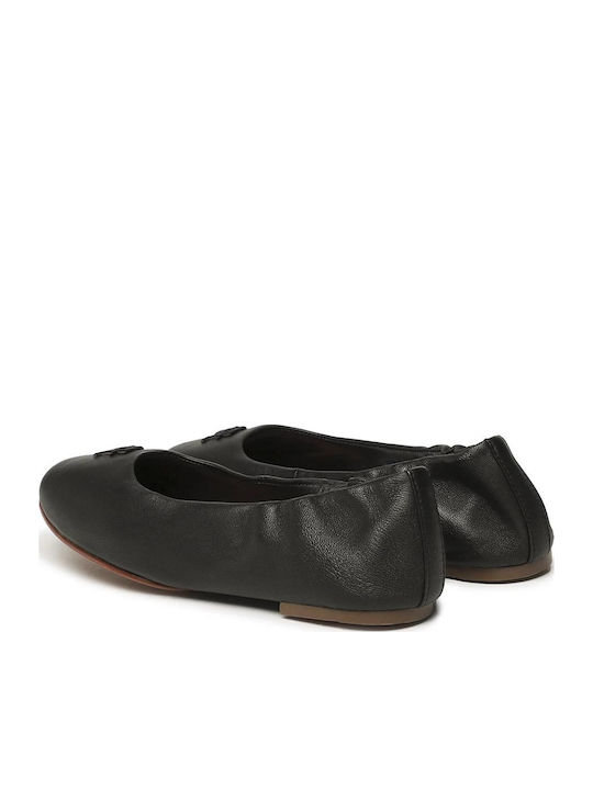 Leder Damen Ballerinas Spitz zulaufend Schwarz