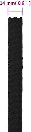 vidaXL Frânghie Diametru 14mm cu Lungime 250m Frânghie Neagră de Lucru Neagră 14mm 250m din Poliester