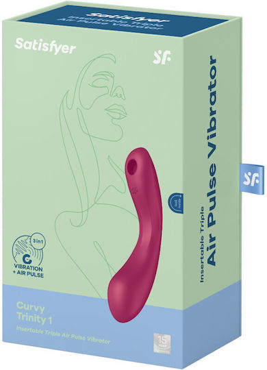 Satisfyer Curvy Trinity 1 Аспиратор Вагина с вибрация Вмъкващ се троен въздушен вибратор Pule Червен 1бр