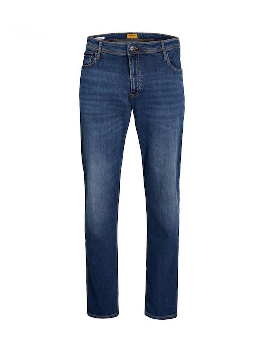 Men's Jeans Pants Elastic Slim Tapered Fit Blue