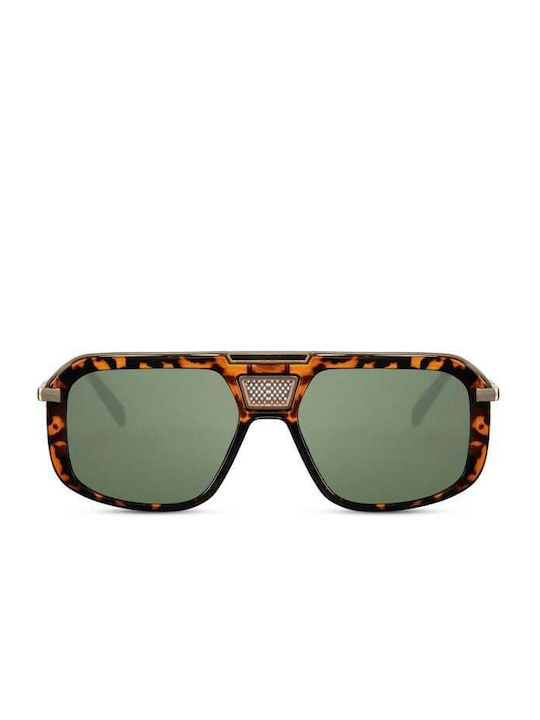 Solo-Solis Sonnenbrillen mit Braun Schildkröte Rahmen und Grün Linse NDL5557