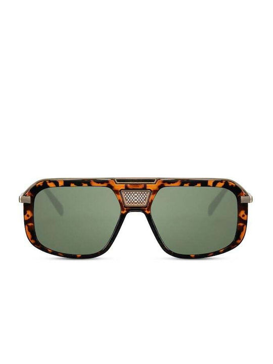 Solo-Solis Men's Sunglasses with Brown Tartaruga Frame and Green Lens NDL5557