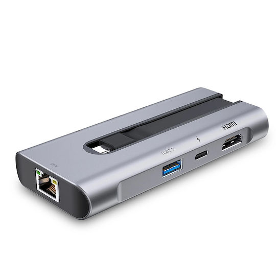 ESR 8-in-1 USB-C Docking Station with HDMI 4K PD Ethernet and Support for 2 Monitors Gray
