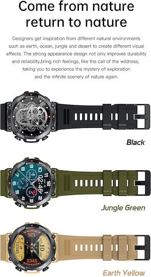 Aoke K56 PRO 45mm Smartwatch with Heart Rate Monitor (Black Case / Black Silicone Strap)