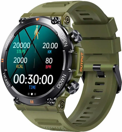 Aoke K56 PRO 45mm Smartwatch with Heart Rate Monitor (Black Case / Black Silicone Strap)