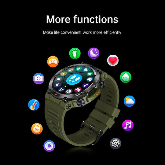Aoke K56 PRO 45mm Smartwatch with Heart Rate Monitor (Black Case / Black Silicone Strap)