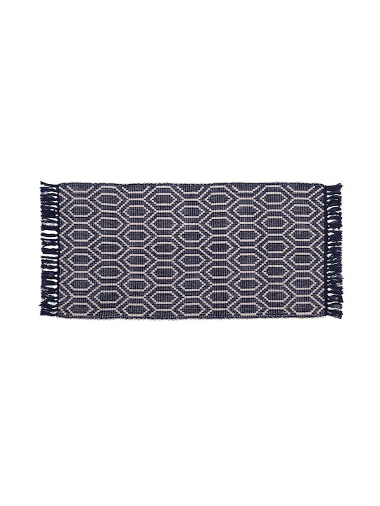 Viopros Γρανάδα Rug Rectangular Cotton with Fringes Dark Blue