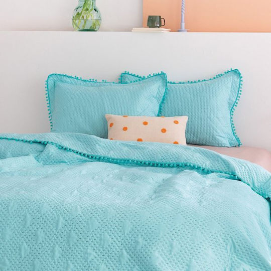 Palamaiki Morgan Σετ Κουβερλί Μονό Microfiber Aqua 160x240cm 2τμχ