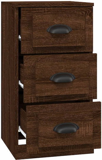 Schubladen Aufbewahrung mit 3 Schubladen Brown Oak L36xB35.5xH67.5cm