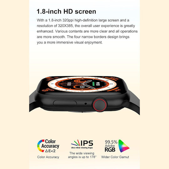 NO.1 DT8 Mini Smartwatch (Γκρι)