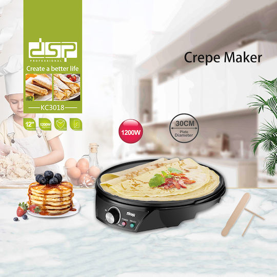 DSP KC3018 Κρεπιέρα 30cm Μαύρη 1200W