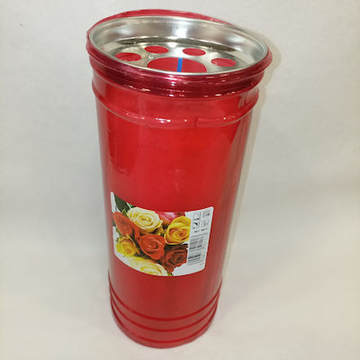 Plastic Memorial Tribute Candle Τ80 Red 8 Days Burning Time 8x8x21cm